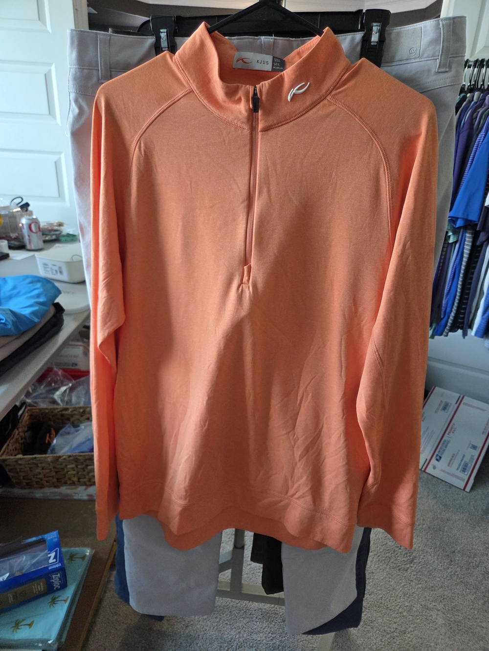 KJUS Men's Zip-Up Sweater - Coral Orange